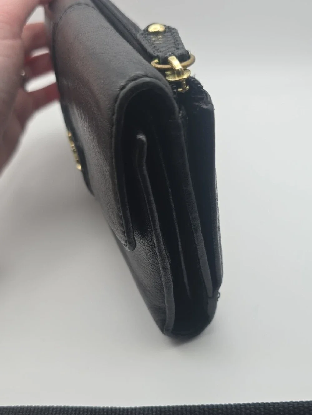 Coach Black Leather Wallet & Cheekbook Holder W/ Gold Hardware (GOOD/FAIR)✨️🖤✨️ - Picture 4 of 15